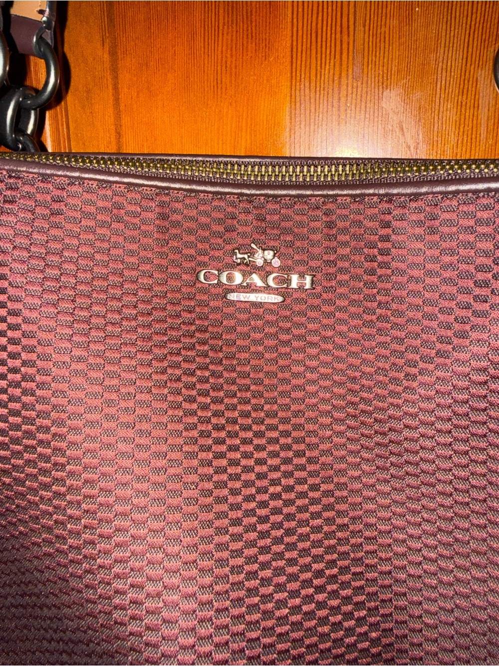 Coach Maroon and Tan Leather Patch Shoulder Bag - Picture 2 of 11